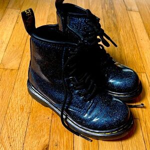 Dr Martens toddler boots.  Blue with sparkle.
